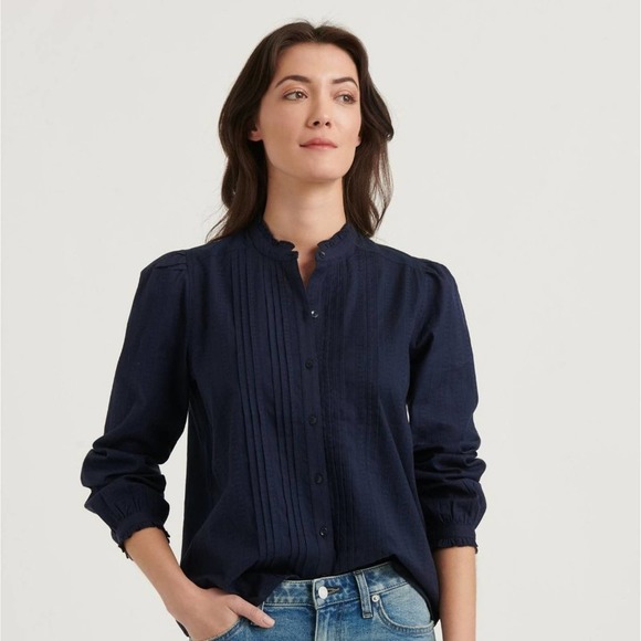 Lucky Brand Jeans Woman's Hi-Neck Long Sleeve Blouse Sz M - Picture 1 of 11